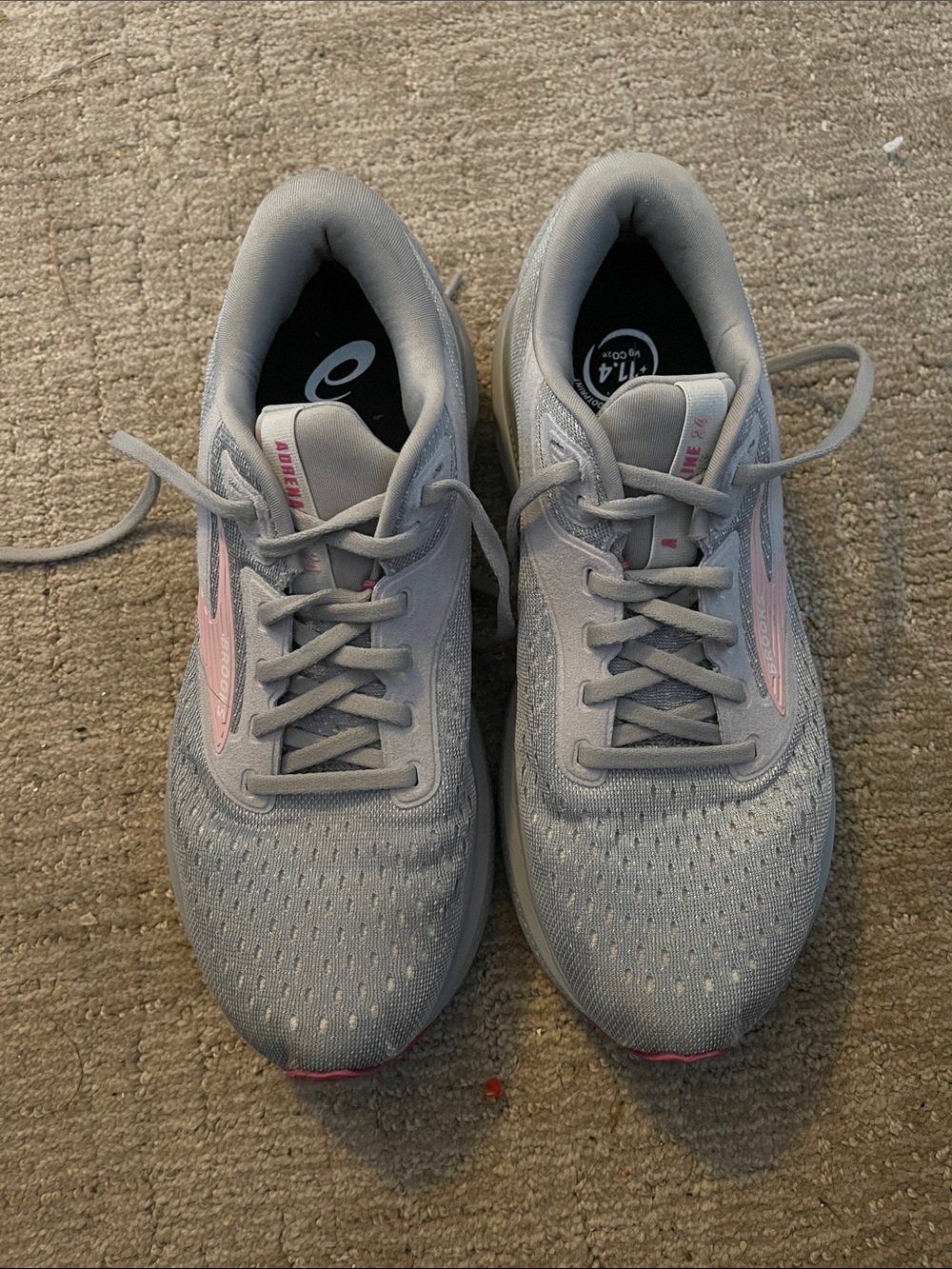 Brooks Adrenaline24 Size 8.5 Wide Women's Light Gray and Pink Running Shoes